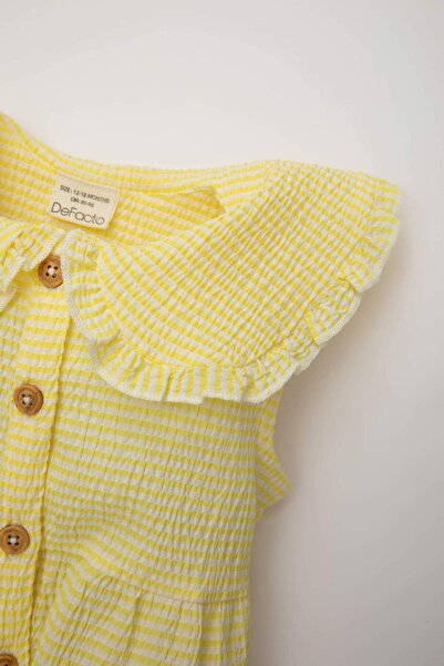 DeFacto Kız Bebek Çizgili Kolsuz Poplin Elbise C7245A524SM