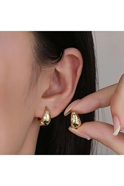 SNITCH GLOW Gold Taşlı Damla Parlak Küpe