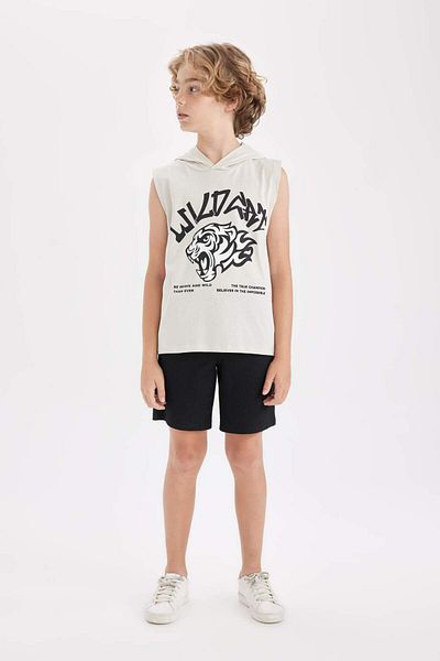 DeFacto Boy's Hooded Printed Tank Top - C5104A824HS