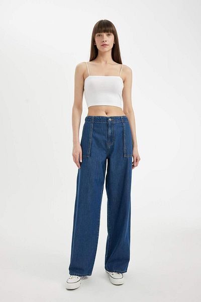 DeFacto Pantaloni de jeans cu picioare largi - talie normală, cu picioare late C4115AX24HS