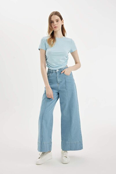 DeFacto Κοντομάνικο μπλουζάκι με λαιμόκοψη Modal D1186AX24SM