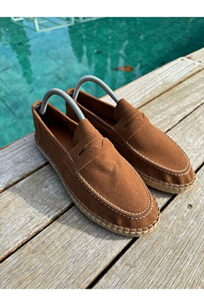 by selvi Lukka Shoes Lotus Men's Faux Leather Tan Loafer Espadrille