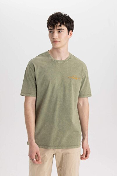 DeFacto Bedrucktes Kurzarm-T-Shirt mit normaler Passform und Rundhalsausschnitt B8495AX24SM