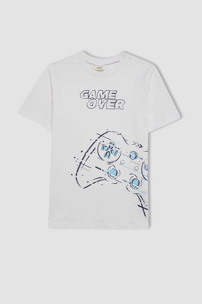 DeFacto Boys' 2-Piece Set Printed Short Sleeve T-Shirt and Swim Shorts C1395A824Hs