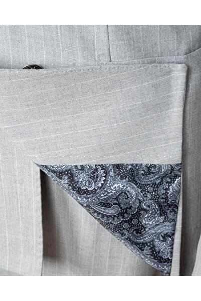 echol Ech.2443 Kruvaze Beyaz Çizgili Takım Elbise