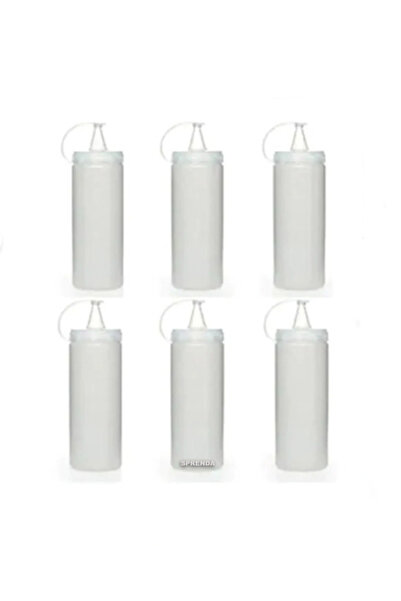 SPRENDA Titiz Şeffaf Plastik Sızdırmaz Kapaklı Fişek Sosluk 700 Ml X 6'lı Set