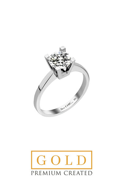 So CHIC... Beyaz Altın Sertifikalı Premium Created Taşlı 0.90 CT Effect Tektaş Yüzük