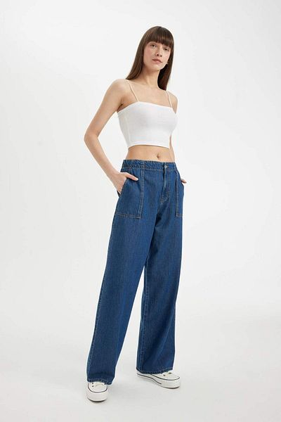 DeFacto Pantaloni de jeans cu picioare largi - talie normală, cu picioare late C4115AX24HS
