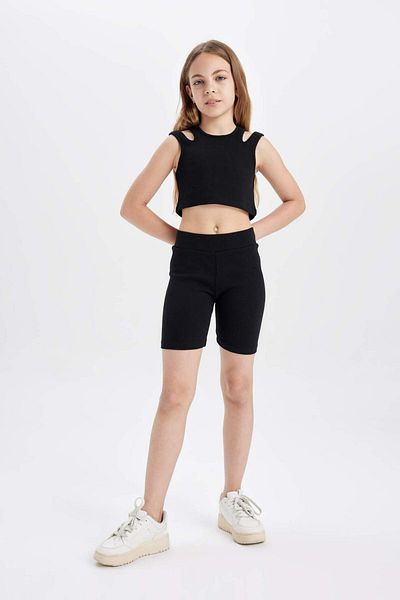 DeFacto Girls' 2-Piece Set Ribbed Camisole Athlete Tights D0178A824Hs