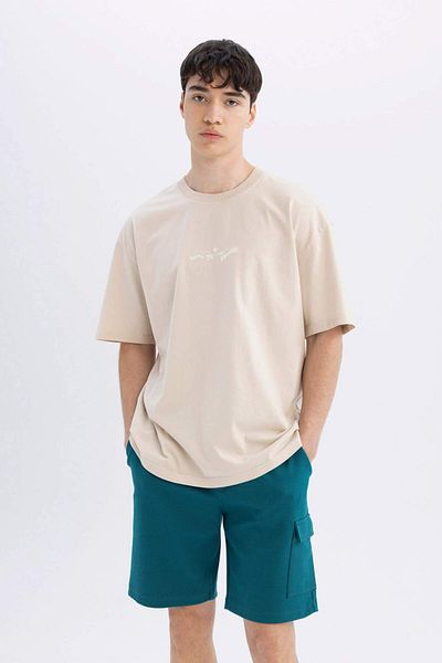 DeFacto Oversize Wide Fit Crew Neck Back Printed Short Sleeve T-Shirt C7165Ax24Sm