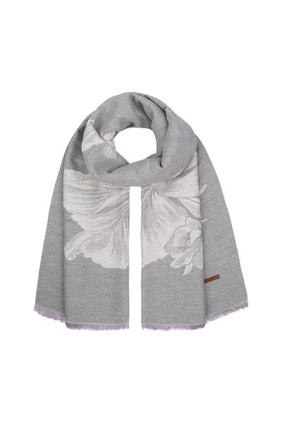 Nordbron Gray Floral Detailed Soft Knitwear Winter Model - Tassel Scarf and Blomst