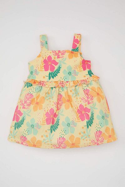 DeFacto Floral Patterned Baby Girl Sleeveless Dress - C7167A524SM