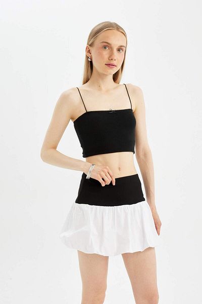 DeFacto High Waist and Cotton Lined Cool Balloon Fit Mini Skirt - D1329AX24SM