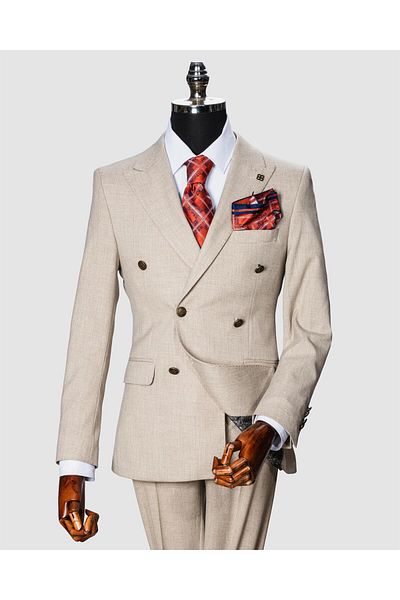 echol Ech. 2344 Straight Fabric Double Breasted Suit
