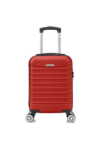Quasar & Co. Line cabin trolley, 40x30x20cm, hand luggage trolley, cabin suitcase 4 wheels 360°, lock, ABS, Red