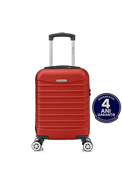 Quasar & Co. Line cabin trolley, 40x30x20cm, hand luggage trolley, cabin suitcase 4 wheels 360°, lock, ABS, Red