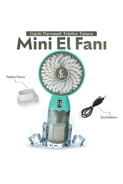 EN SİGA Güçlü Parvaneli Telefon Tutucu Renkli Mini El Fanı Taşınabilir Şarjlı...