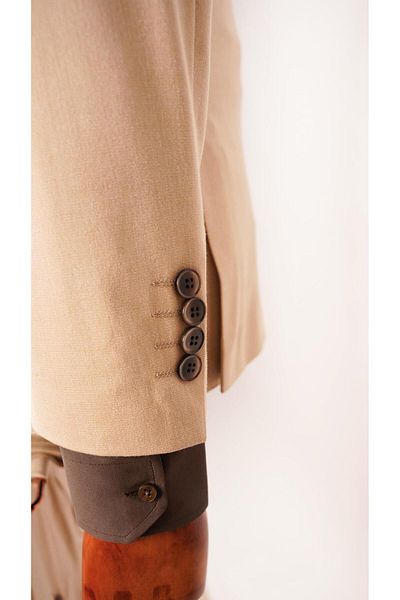 echol Men's Slim Fit Cream Vest Suit - Gray Fabric