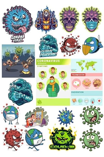 Reysa Tasarım مجموعة ملصقات هيكل جمجمة - 8 ملصقات مكونة من 15 قطعة للهاتف وال...