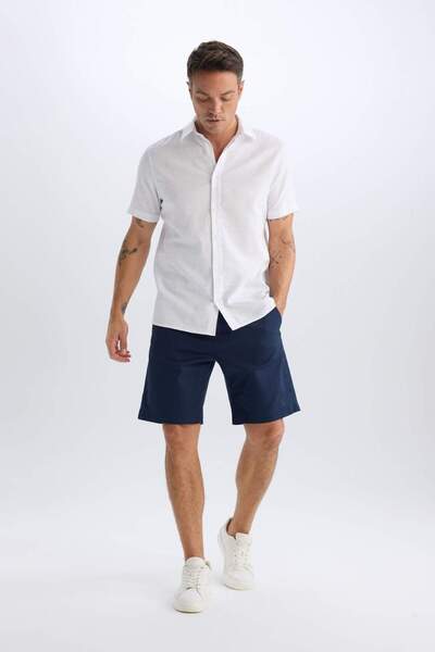 DeFacto Regular Fit Gabardin Bermuda Şort C7684AX24SM