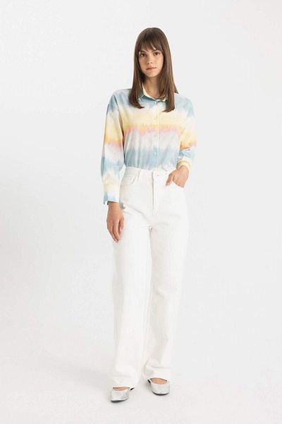 DeFacto Comfortable Cut Cotton Long Sleeve Tunic Shirt - C9039AX24SM