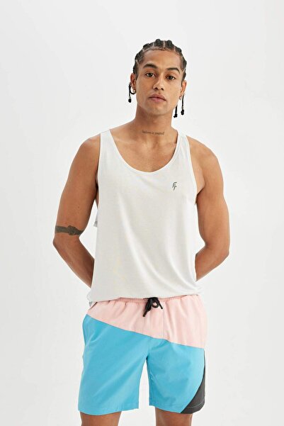 DeFacto DeFactoFit Regular Fit Baskılı Esnek Dokulu Sporcu Kısa Boy Deniz Şortu B5999AX24HS