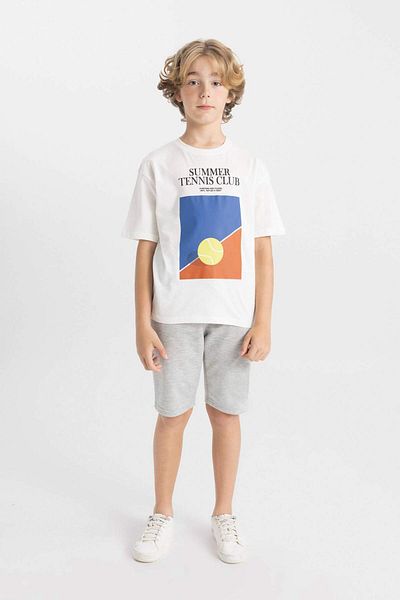 DeFacto Boys Oversize Wide Fit Crew Neck Printed Short Sleeve T-Shirt C4901A824Hs