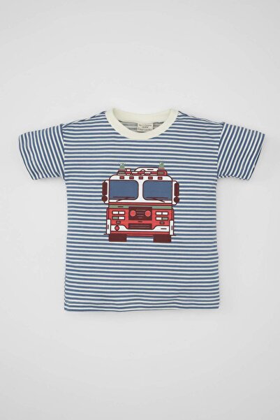 DeFacto Baby Boy Crew Neck Vehicle Printed Short Sleeve T-Shirt C7782A524Sm