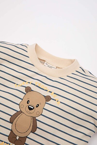 DeFacto Baby Boy 2 Piece Set Crew Neck Striped Short Sleeve T-Shirt Shorts C5860A524Sm