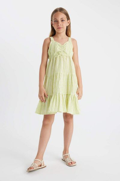 DeFacto Girl's Gingham Wrapped Strap Dress C4021A824Sm
