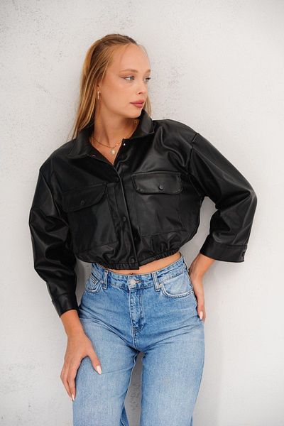 İLKCET MODA Jachetă de damă Crop cu buzunar