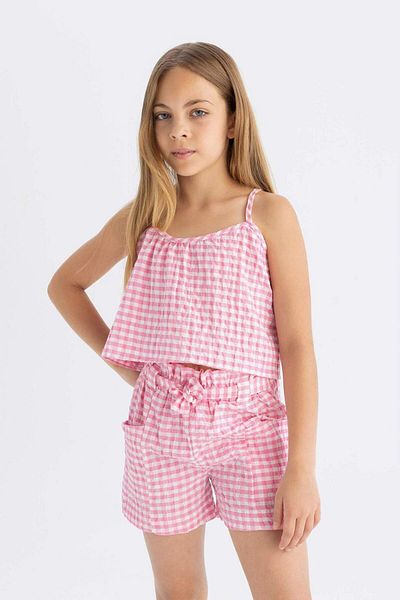 DeFacto Girl's Checkered Strap Blouse - C2301A824SM