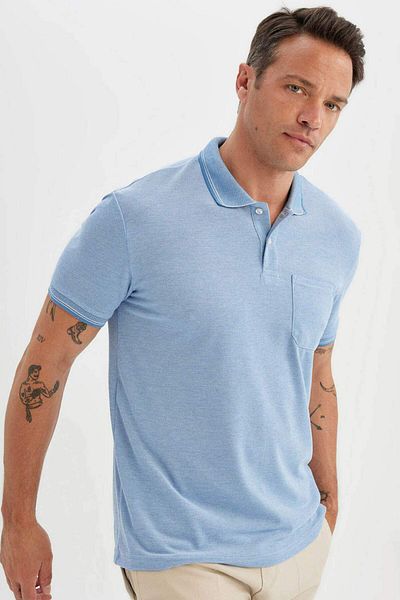 DeFacto Tricou nou cu mânecă scurtă cu guler polo cu croiala normală C6004AX24SM
