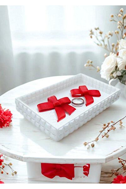 Bence Koleksiyon 2’li Dikdörtgen Sunum Tabağı Nişan Takı & Söz Çikolata Tepsisi Çok Amaçlı Şık Dekor