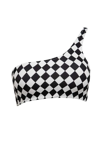 DeFacto Defactofit Sports Single Shoulder Checkerboard Pattern Bikini Top B6339Ax24Hs