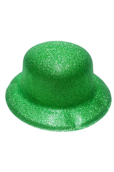 partidolu Pălărie de petrecere rotundă din plastic de culoare verde cu sclipici 1 bucată