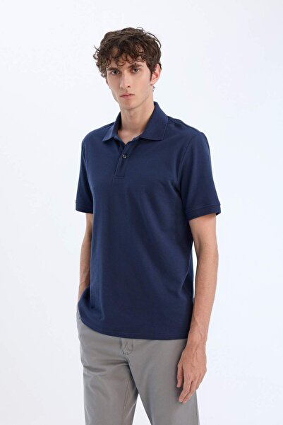 DeFacto 100 % Baumwolle, reguläre Passform, Polokragen, kurze Ärmel, Basic-T-Shirt aus einfarbigem Piqué-Stoff C1293AX24SP