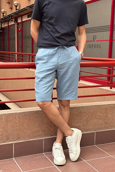 inpool Erkek, bel lastikli, Regular Fit, Müslin dokuma, %100 pamuk, yazlık şort-bermuda 303