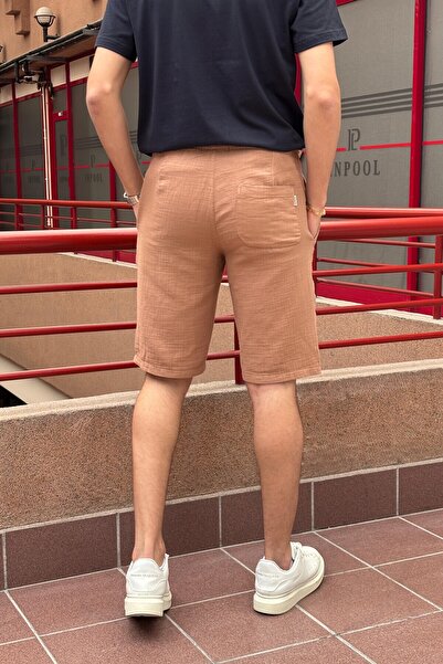 inpool Ανδρικό, ελαστική μέση, κανονική εφαρμογή, ύφανση μουσελίνας, 100% βαμβάκι, καλοκαιρινό σορτς-bermuda 303