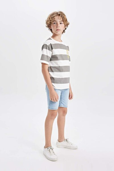 DeFacto Μπλουζάκι με κοντό μανίκι με στάμπα για αγόρια C3333A824SM