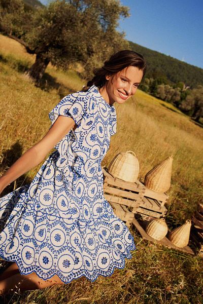 DeFacto Lug Von Siga x DeFacto Judge Collar Patterned Voile Short Sleeve Mini Dress B1218AX24SM