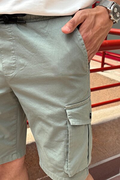 inpool Men'S, Elastic Waist, Cargo Pocket, Lace-Up, Back Pocket Flap Shorts 283