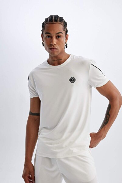 DeFacto DeFactoFit - Αθλητικό μπλουζάκι με στάμπα με λαιμόκοψη, βαρύ ύφασμα, κοντό μανίκι - C1748AX24SM