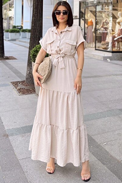 NEW LAVİVA Mânecă scurtă bej, țesătură Airobin, jumătate de plăcuță, curea/ce...