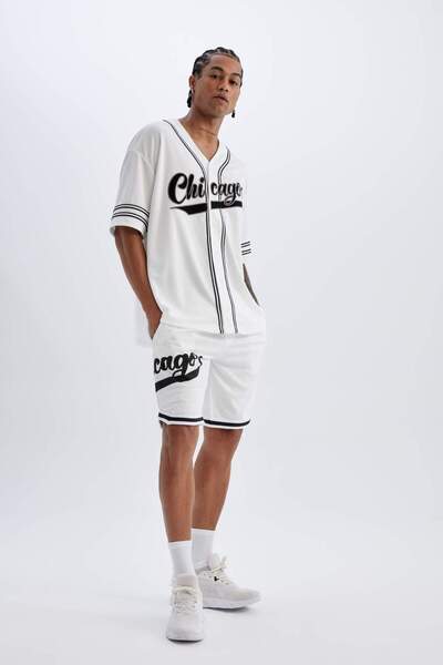 DeFacto DeFactoFit - Heavy Fabric Printed Short Leg Sports Shorts C1839AX24SM