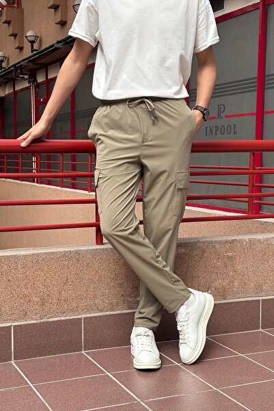 inpool Мъжки панталон, стандартна кройка, плат Parachute, карго джоб, ластик, 24 инча, 276 г