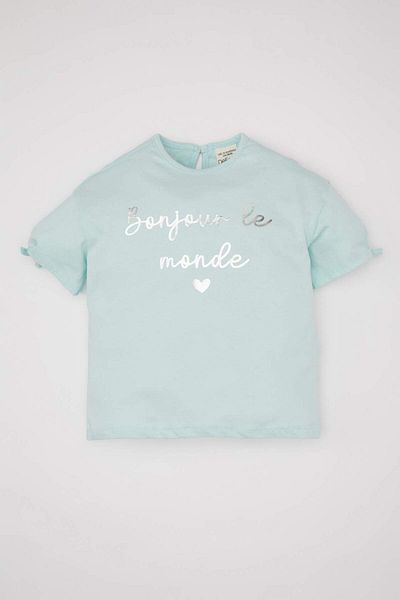 DeFacto Baby Girl Crew Neck Printed Short Sleeve T-Shirt C5179A524Sm