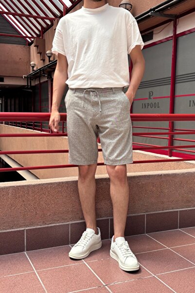 inpool Men'S, Adjustable Waist, Lace-Up, Old Money Culture, Linen Look, Cotton Shorts 299