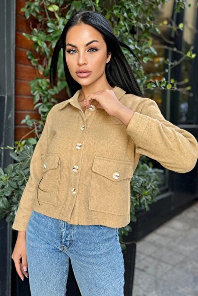 NEW LAVİVA Camel Double Pocket, Buttoned Stamp Jacket