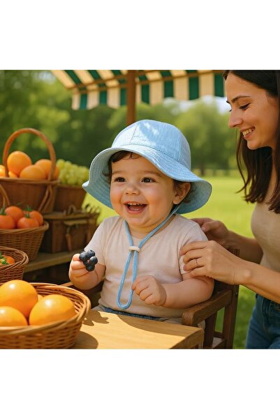 rokukids Müslin Bebek Şapkası - Mavi